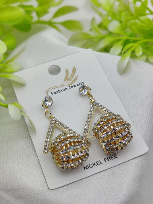 Imported Glamorous Triangle Drop Earrings with Rhinestone Accents | Girls Earrings | Women Earrings | Jewellery