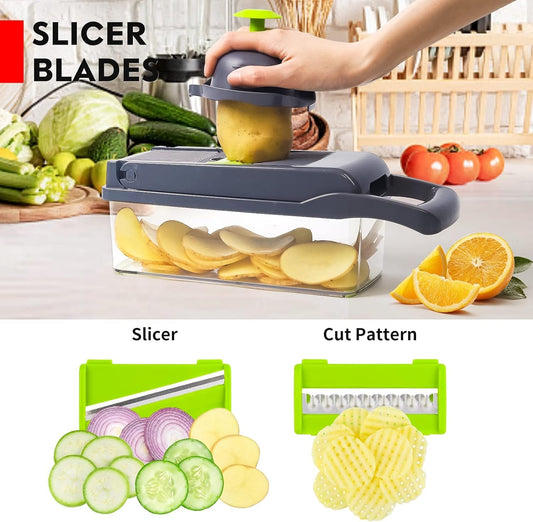 Multifunctional Vegetable Cutter & Slicer – Kitchen Tool with Interchangeable Blades
