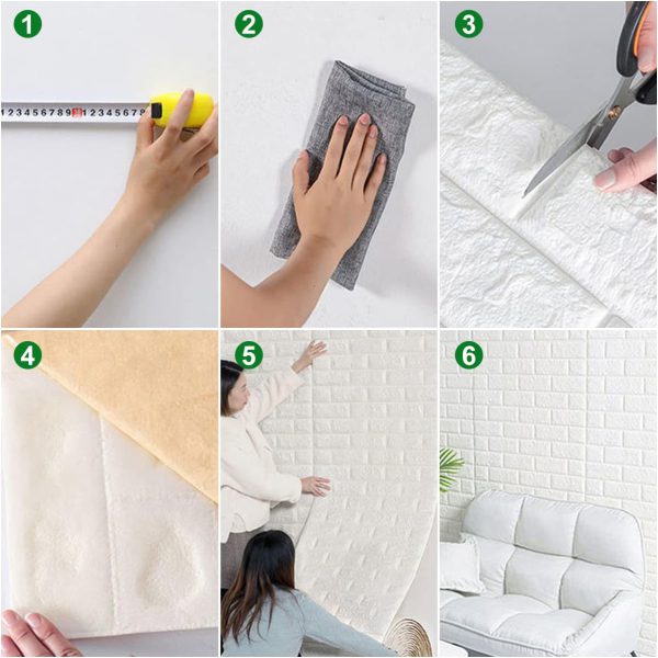 3d Wall Sticker White Brick Sheet | Bedroom Home Decor Waterproof Self Adhesive Living Room