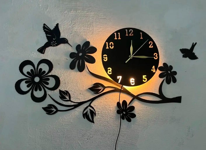 Wall Clock 3D Wooden Watch DIY Design Decoration Quartz LED KIWI bird For Home Living Room And Offices And For Gifts